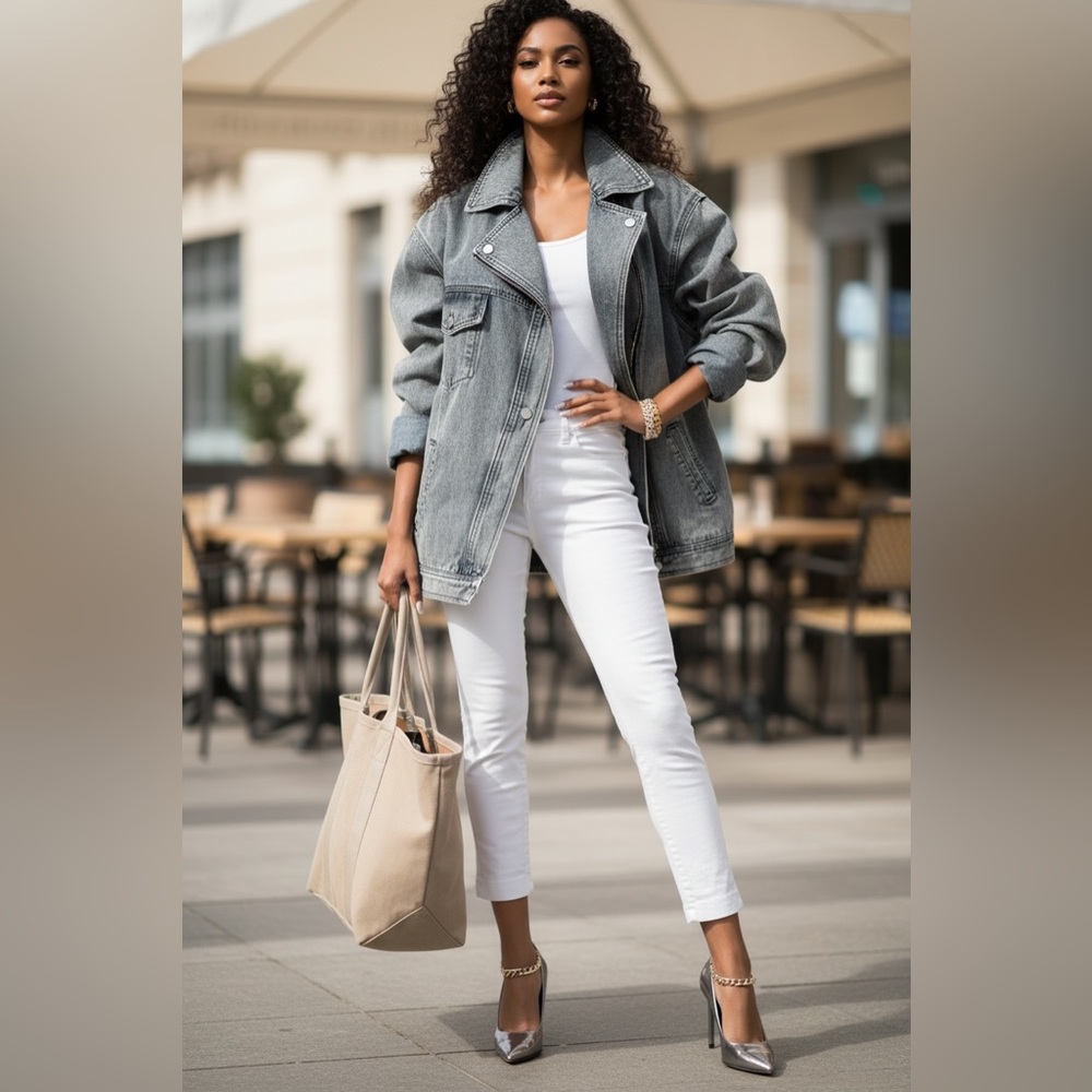 Women's Gray Denim Jean Jacket☑️